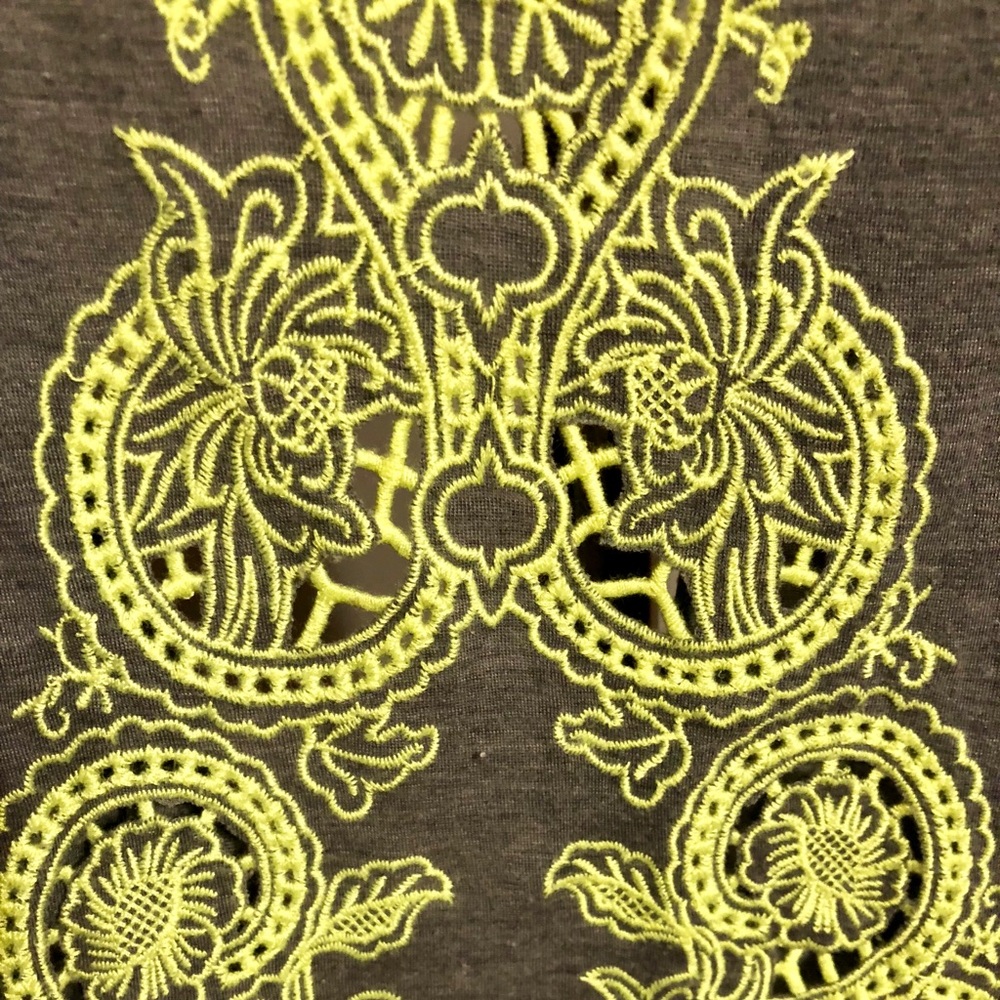 Gray tank top with lime green detail & open back